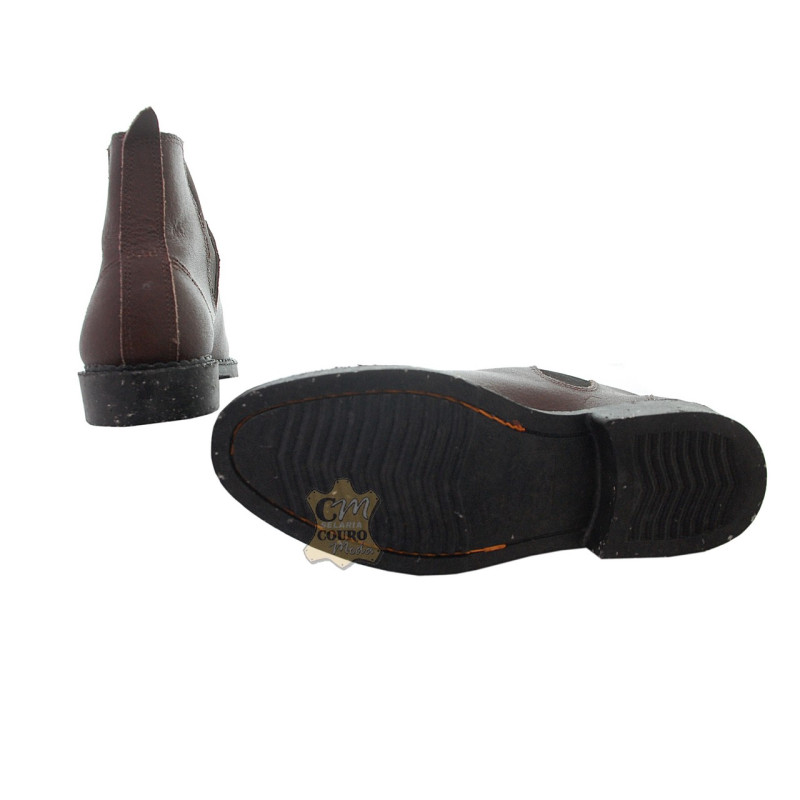 botina de couro solado de pneu