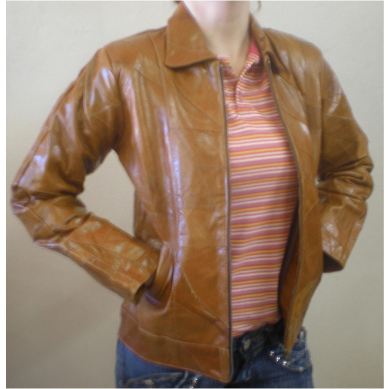 jaqueta de couro retalho feminina