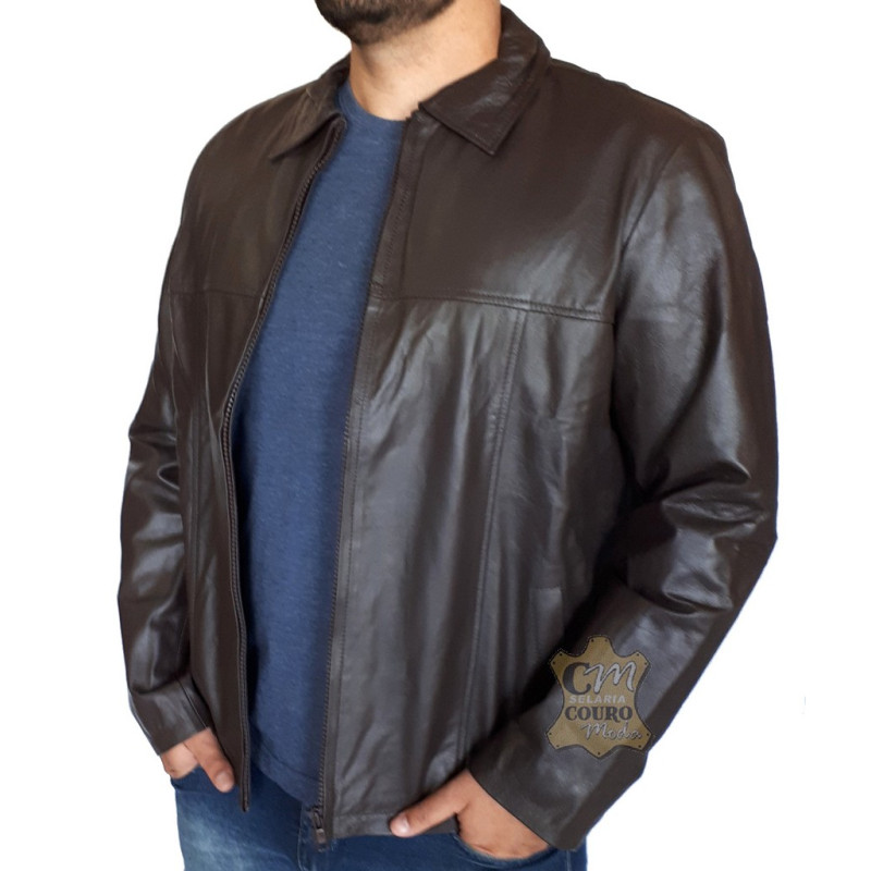 jaqueta de couro social masculina