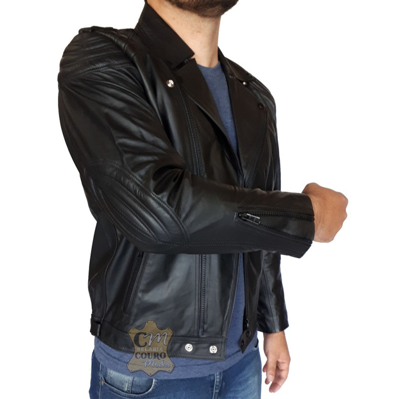 Jaqueta de sales couro social masculina