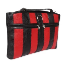 Bolsa Feminina de retalhos de couro com três zíperes GG