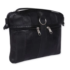 Bolsa Feminina de retalhos de couro com três zíperes G
