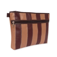 Bolsa Feminina de retalhos de couro com dois zíperes GG
