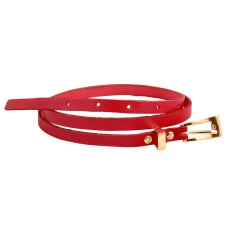 Cinto de Couro Feminino Estreito Liso Fivela Quadrada 1 cm de Largura 