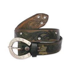 Cinto Country Feminino Artesanal com Pedraria Fivela Ferradura 