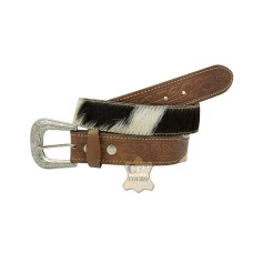 Cinto Country de Couro com Pêlo 4 cm Largura